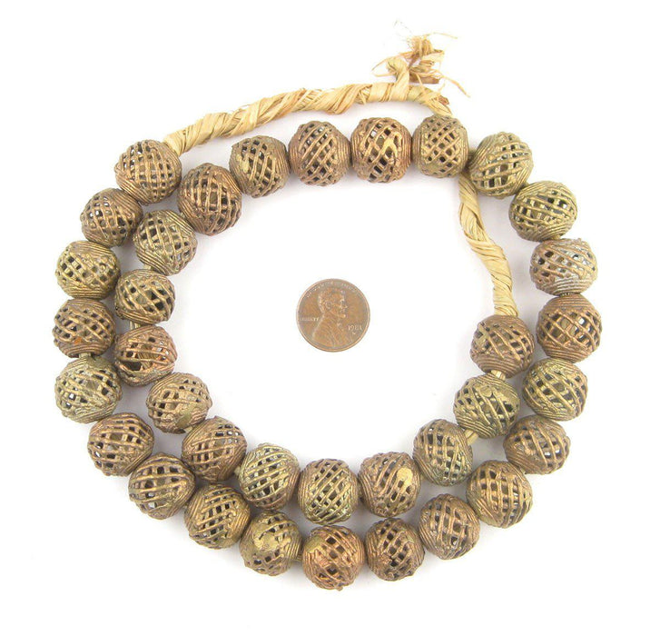Weaved Brass Filigree Globe Beads (17mm) - The Bead Chest