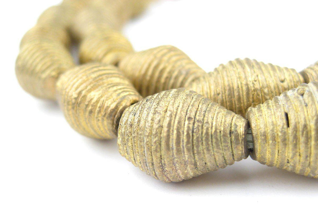 Wound Bicone Ghana Brass Beads (17x11mm) - The Bead Chest