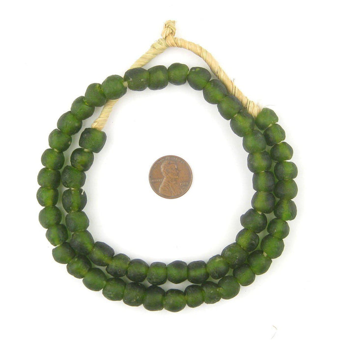 Forest Green Recycled Glass Beads (11mm) - The Bead Chest