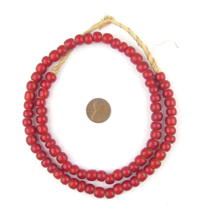 Super Jumbo Padre-Sized Cranberry White Heart Beads (9mm) - The Bead Chest