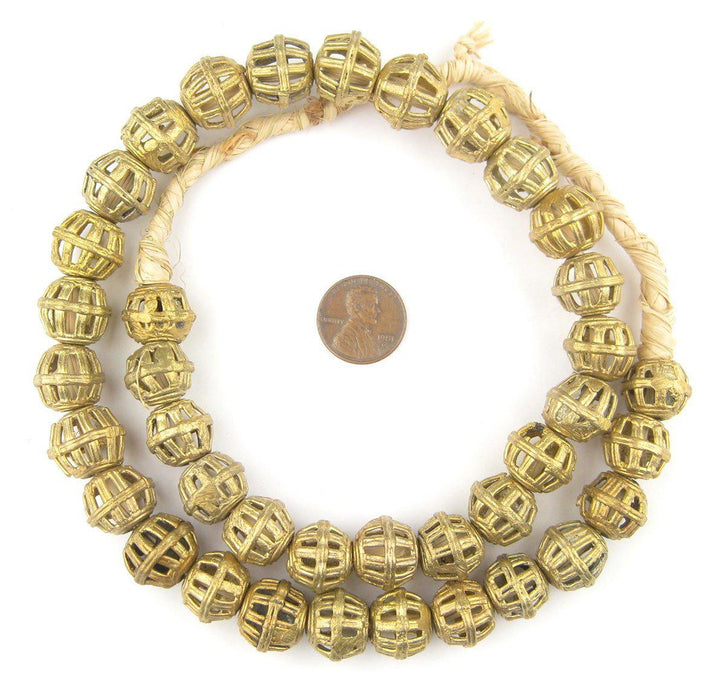Caged-Bicone Brass Filigree Beads (13x15mm) - The Bead Chest
