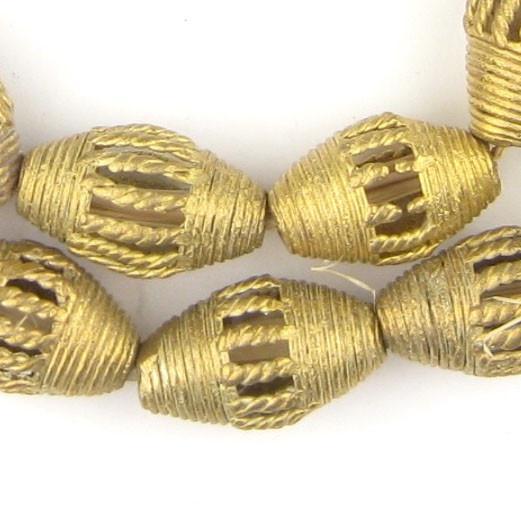Braided Brass Ghana Filigree Oval Beads (23x15mm) - The Bead Chest