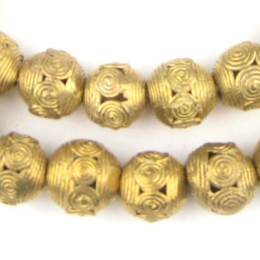 Cameroon-Style Ghana Brass Filigree Globe Beads (16mm)
