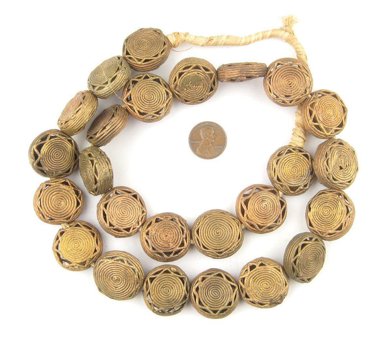 Circular Star Ghana Brass Filigree Beads (24mm) - The Bead Chest