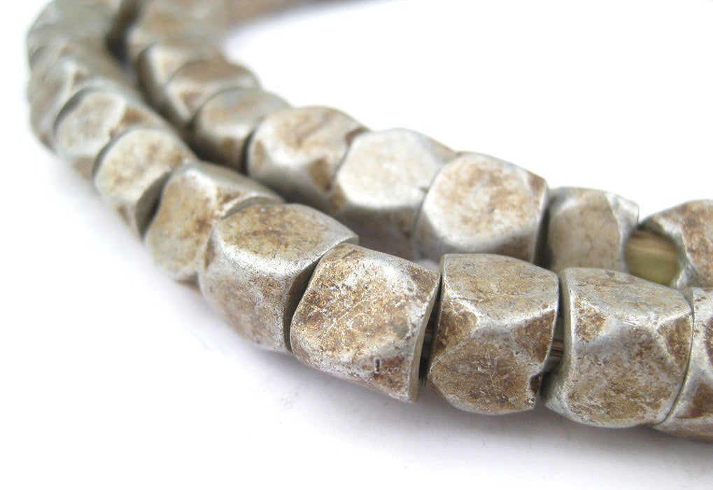 Old Ethiopian Faceted Aluminum Cube Beads - The Bead Chest
