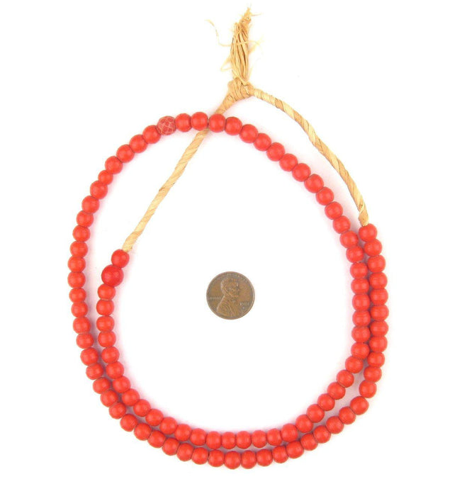 Coral Red Round Nigerian Olombo Padre Beads - The Bead Chest