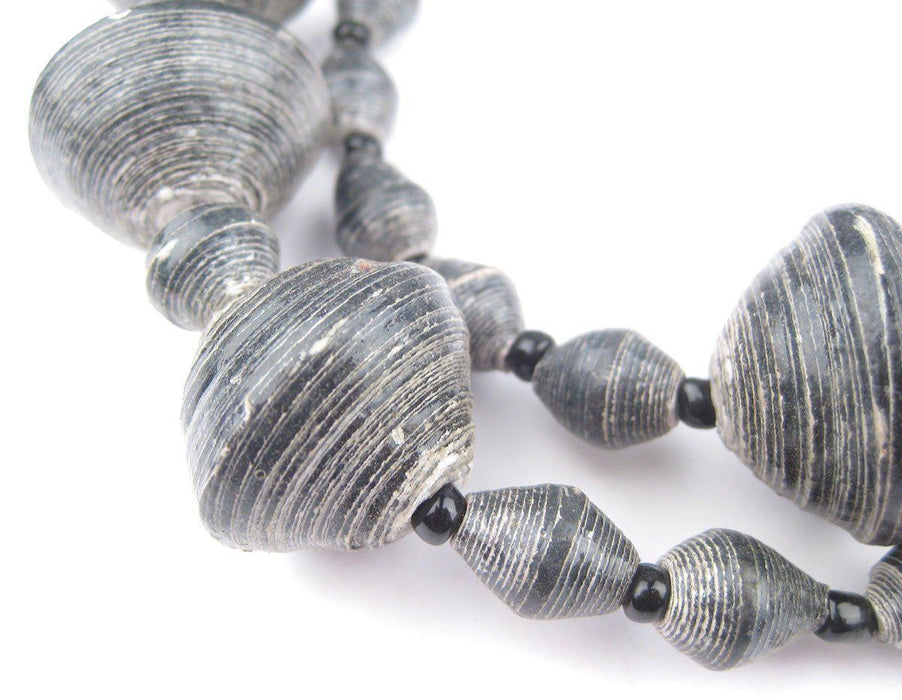 Black Recycled Paper Beads from Uganda (Large) - The Bead Chest
