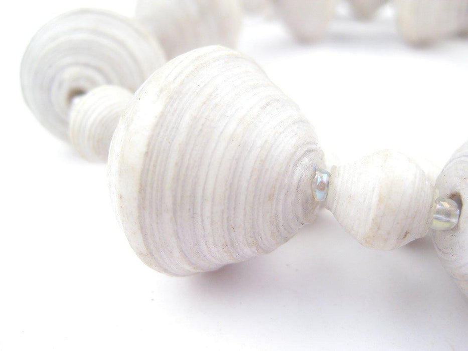 White Recycled Paper Beads from Uganda (Large) - The Bead Chest