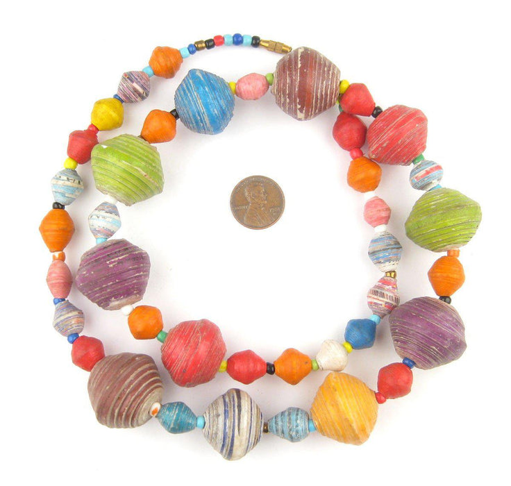 Multicolor Recycled Paper Beads from Uganda (Large) - The Bead Chest