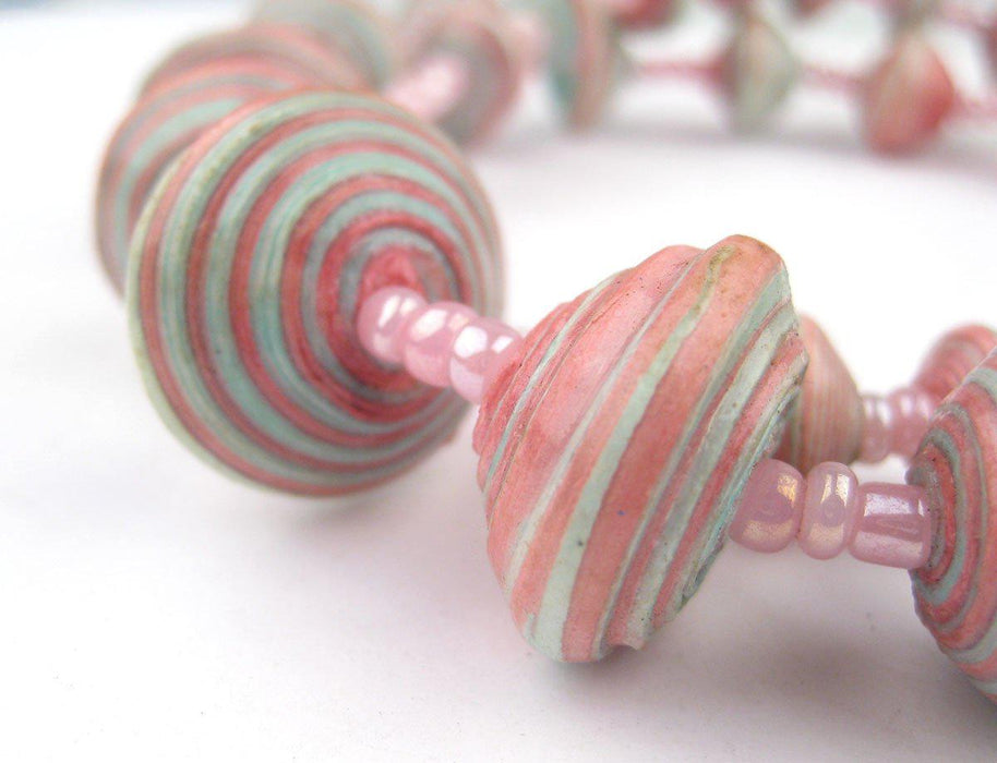 Pastel Medley Recycled Paper Beads from Uganda (Large) - The Bead Chest
