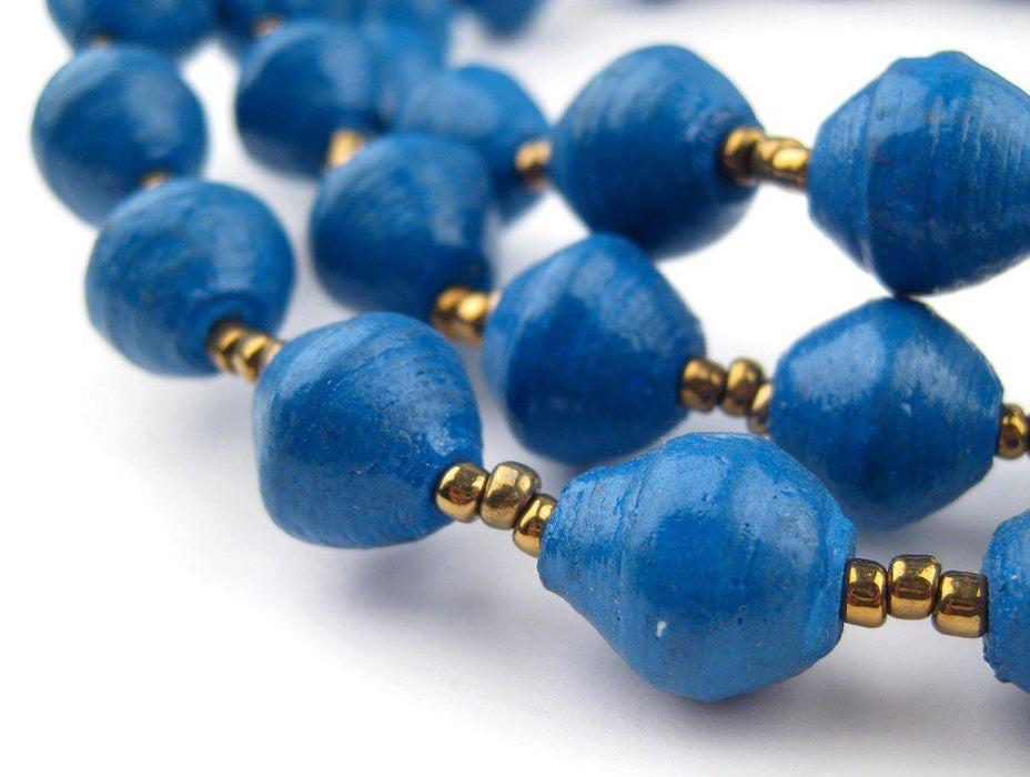 Dark Blue Recycled Paper Beads from Uganda - The Bead Chest