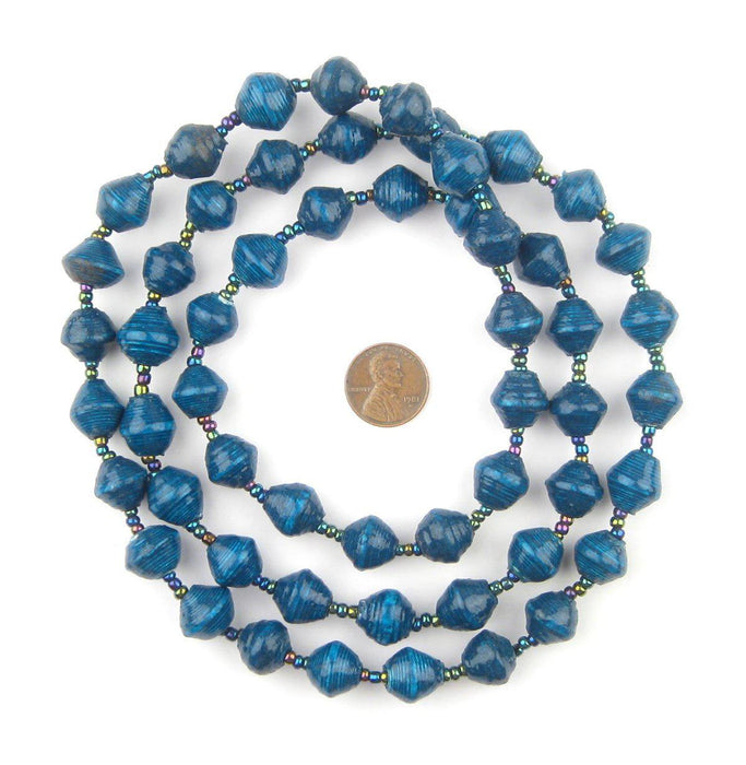 Teal Recycled Paper Beads from Uganda - The Bead Chest