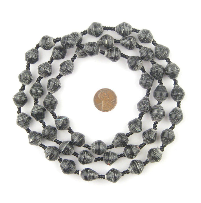 Rustic Black Recycled Paper Beads from Uganda - The Bead Chest