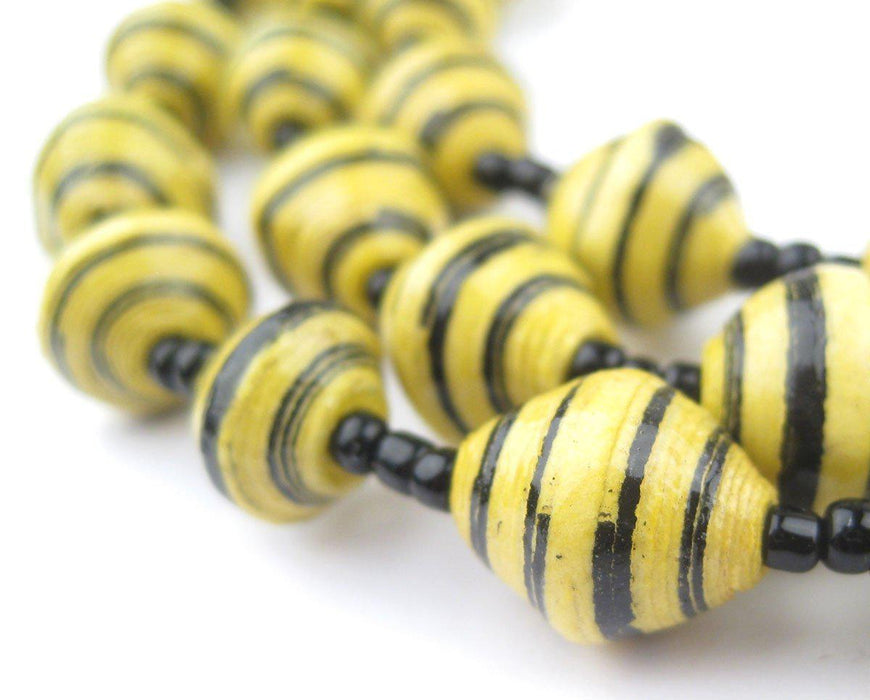 Bumblebee Yellow Recycled Paper Beads from Uganda - The Bead Chest