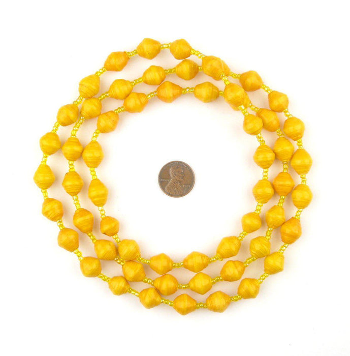 Sunshine Yellow Recycled Paper Beads from Uganda - The Bead Chest