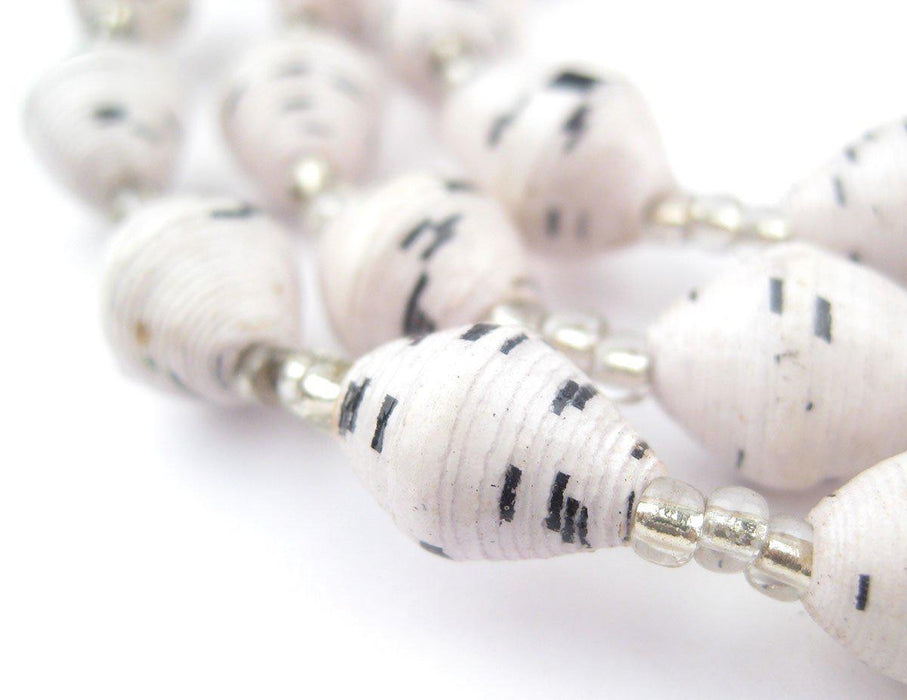 Speckled White Recycled Paper Beads from Uganda - The Bead Chest