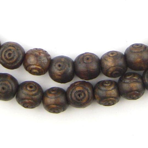 Carved Vintage-Style Round Olive Wood Beads from Bethlehem (8mm) - The Bead Chest