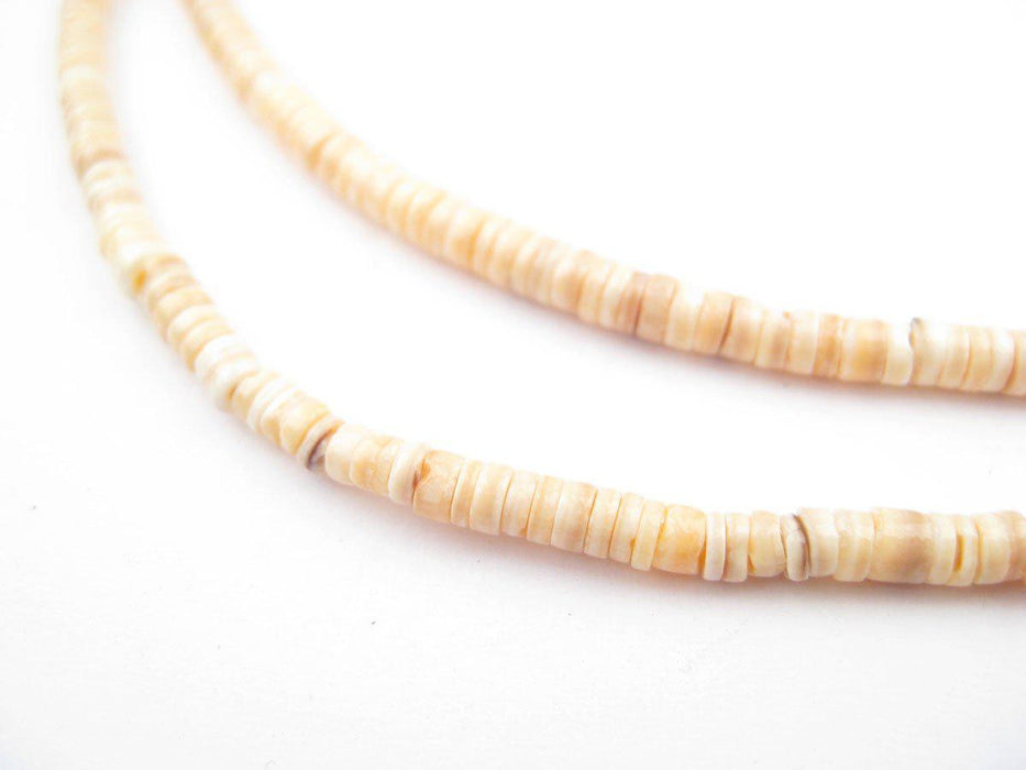 Beige Natural Shell Heishi Beads (3mm) - The Bead Chest