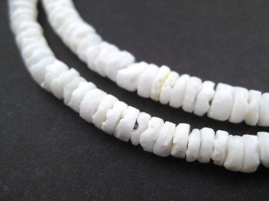 Matte White Natural Shell Heishi Beads (5mm) - The Bead Chest