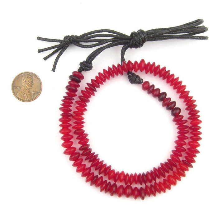 Red Saucer Horn Beads (7mm) - The Bead Chest