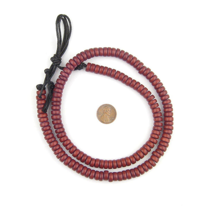 Cherry Red Disk Wood Beads (8mm) - The Bead Chest
