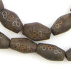 Mauritanian Inlaid Ebony Wood Bicone Beads (26x15mm)