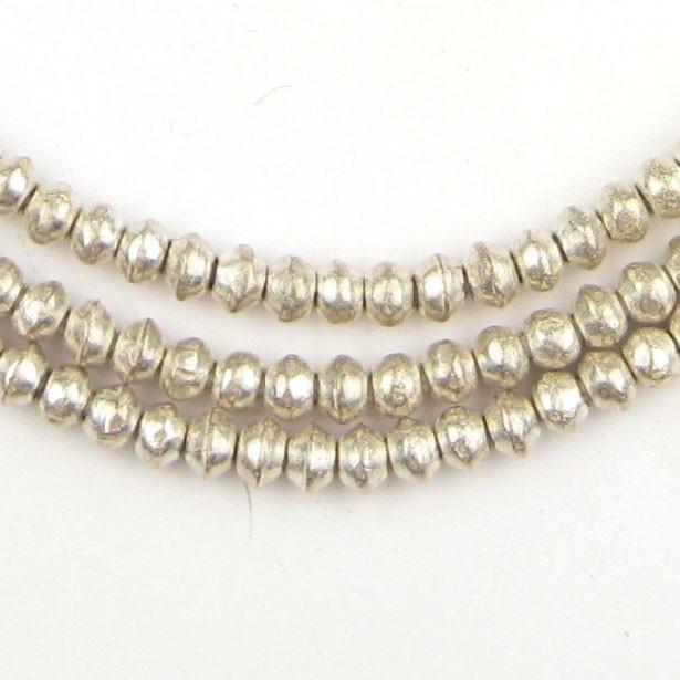 Ethiopian Short Silver Saucer Beads (3x4mm) - The Bead Chest