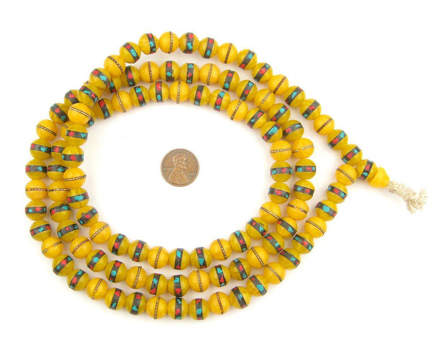 Inlaid Resin Prayer Beads - Long Strand (10mm) - The Bead Chest