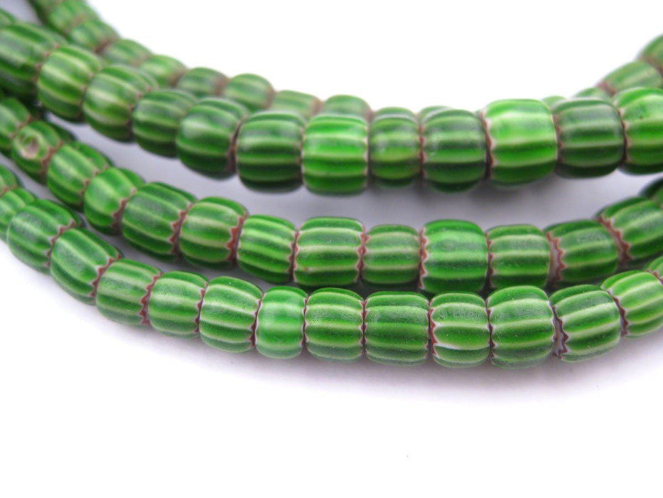 Small Watermelon Green Chevron Beads - The Bead Chest