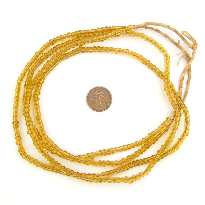 Clear Amber Ghana Glass Beads (2 Strands) - The Bead Chest