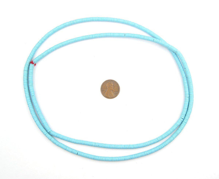 Baby Blue Vinyl Phono Record Beads (4mm) - The Bead Chest