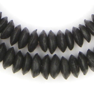Midnight Black Ashanti Glass Saucer Beads (14mm)