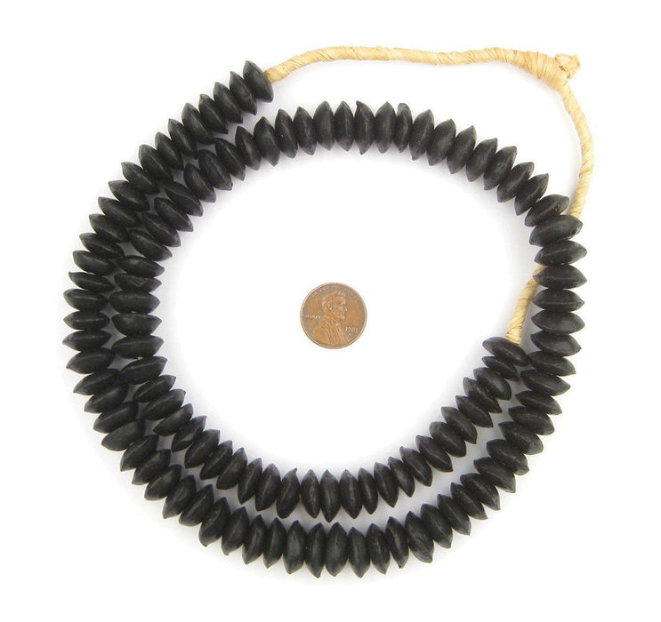 Midnight Black Ashanti Glass Saucer Beads - The Bead Chest