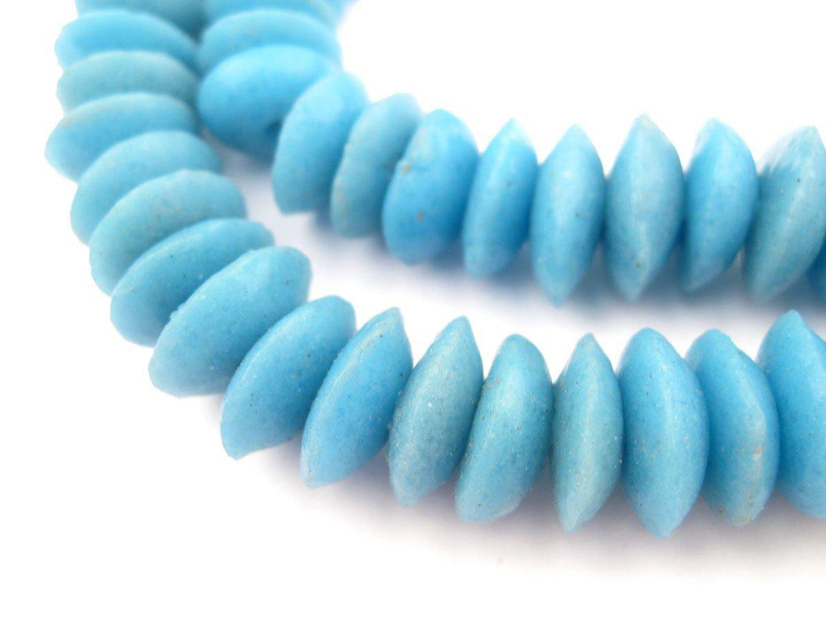 Turquoise Blue Ashanti Glass Saucer Beads - The Bead Chest