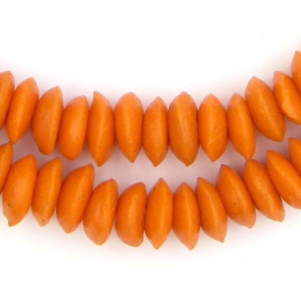 Tangerine Orange Ashanti Glass Saucer Beads - The Bead Chest