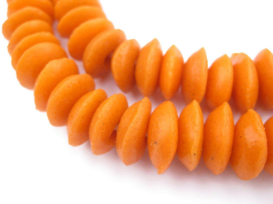 Tangerine Orange Ashanti Glass Saucer Beads - The Bead Chest