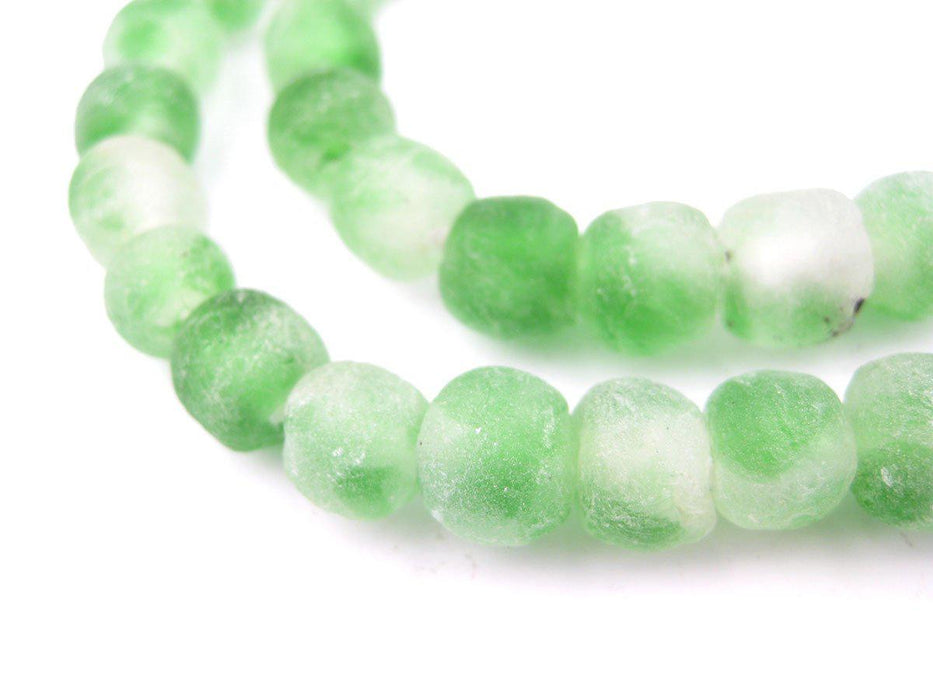 Green Swirl Recycled Glass Beads (11mm) - The Bead Chest