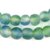 Light Blue Green Swirl Recycled Glass Beads (11mm)