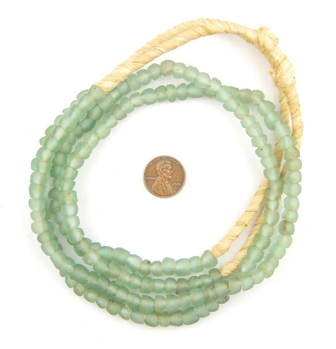 Green Aqua Recycled Glass Beads (7mm) - The Bead Chest