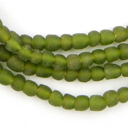 Olive Green Recycled Glass Beads (7mm) - The Bead Chest
