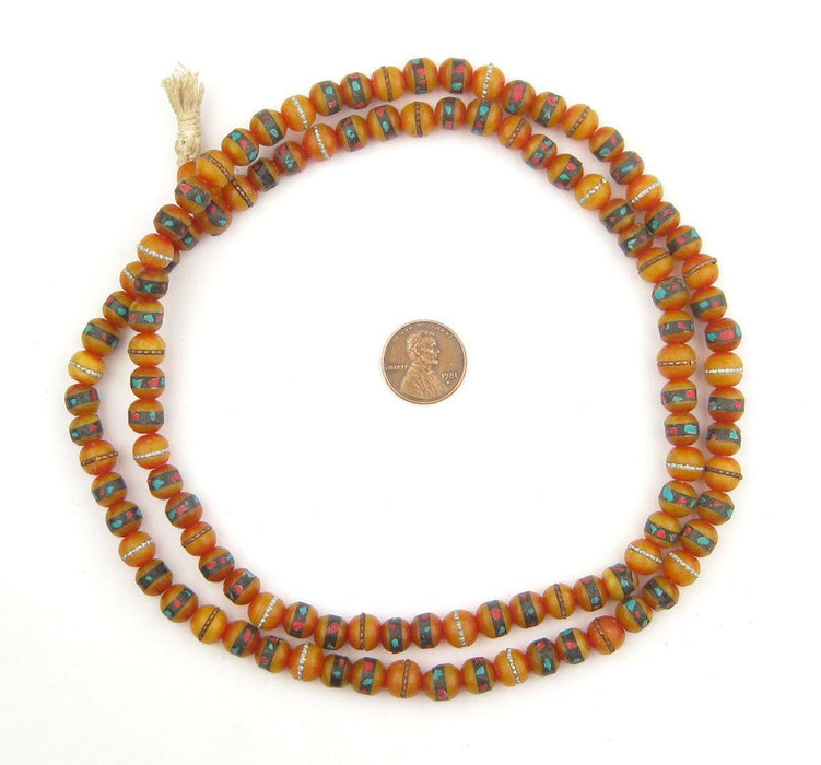 Vintage Inlaid Resin Prayer Beads (8mm) - The Bead Chest