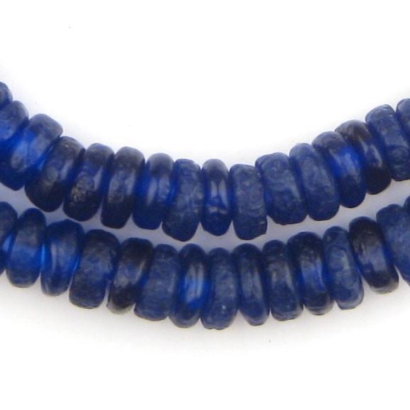 Cobalt Blue Rondelle Recycled Glass Beads - The Bead Chest