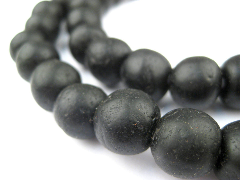 Opaque Black Recycled Glass Beads (14mm) - The Bead Chest
