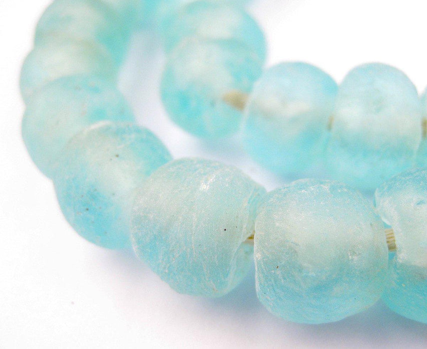 Clear Marine Recycled Glass Beads (14mm) - The Bead Chest