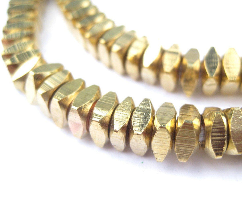 Faceted Gold Color Square Beads (6mm) - The Bead Chest