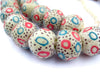 Jumbo Painted Krobo Glass Beads (Dotted White) - The Bead Chest