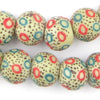 Jumbo Painted Krobo Glass Beads (Dotted White)
