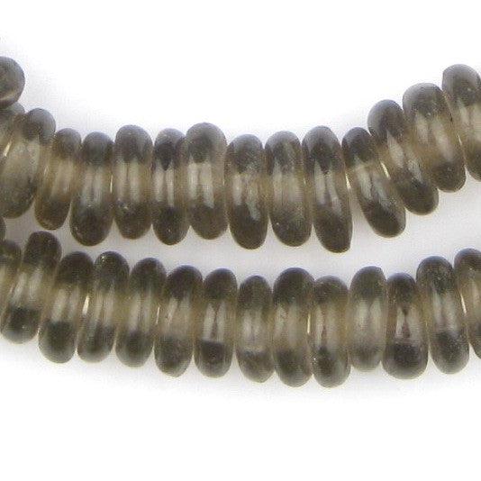 Groundhog Grey Rondelle Recycled Glass Beads (Smooth) - The Bead Chest
