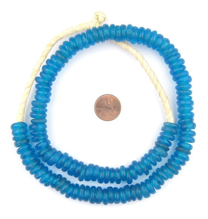 Sapphire Rondelle Recycled Glass Beads - The Bead Chest