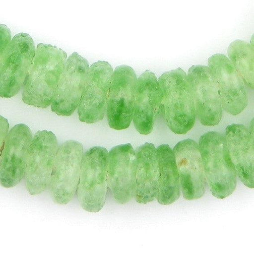 Green Swirl Rondelle Recycled Glass Beads - The Bead Chest